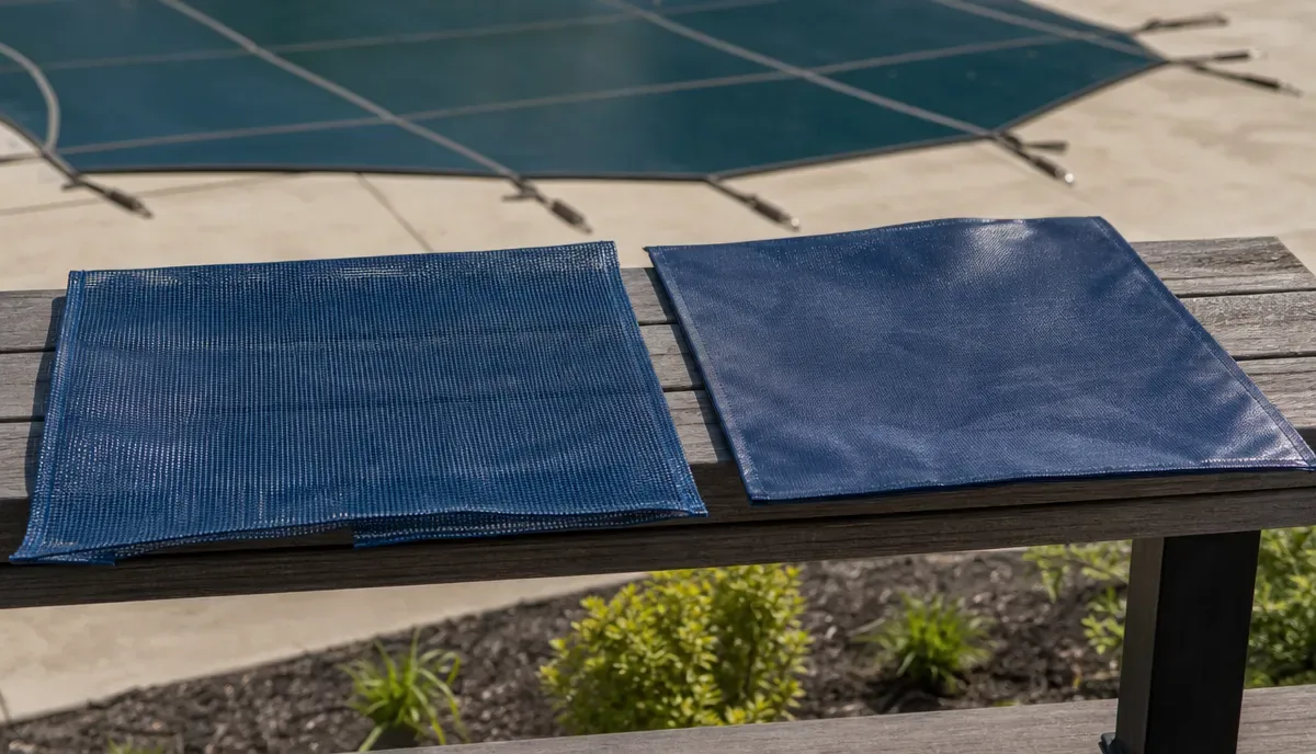 Mesh and solid cover fabric side by side