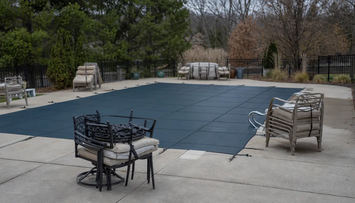 An amenity pool covered