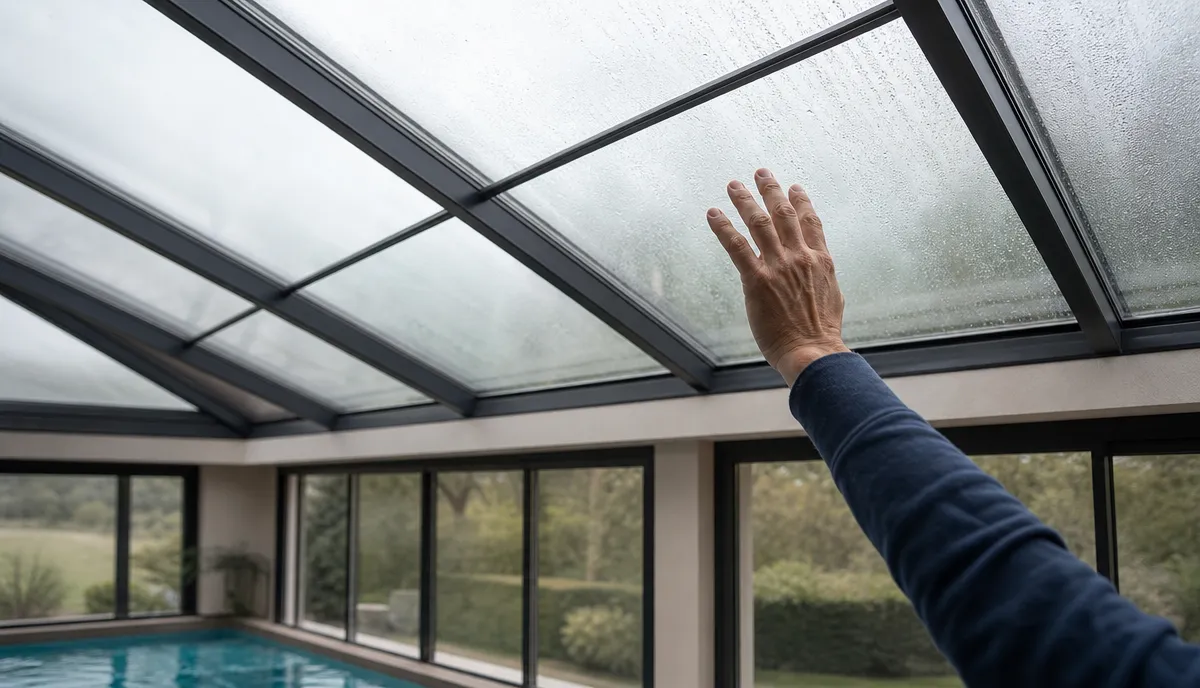 The roof and walls of an indoor pool hall