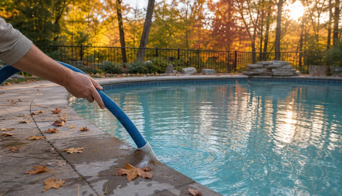 An in-ground pool still open in late September