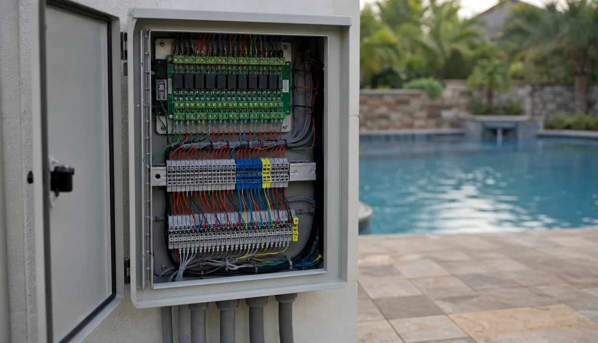 The inside of a pool automation panel