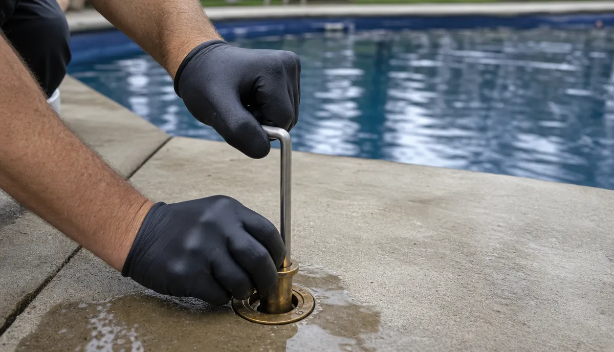 A deck anchor being raised with the anchor tool