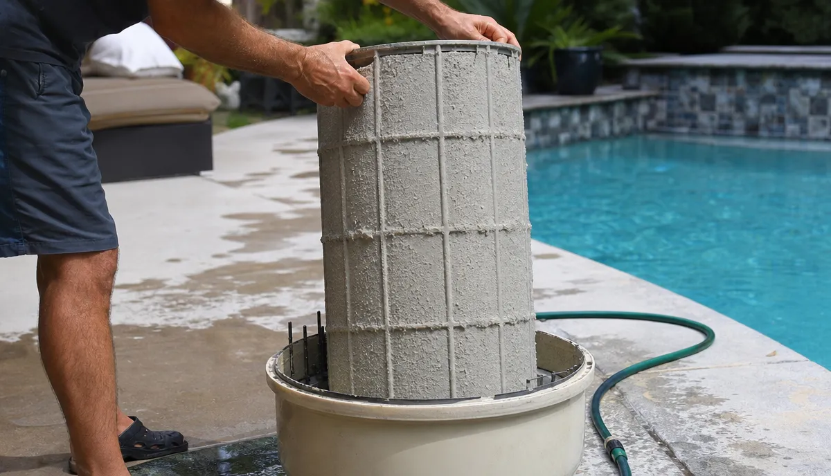 A DE filter grid coated with filter powder