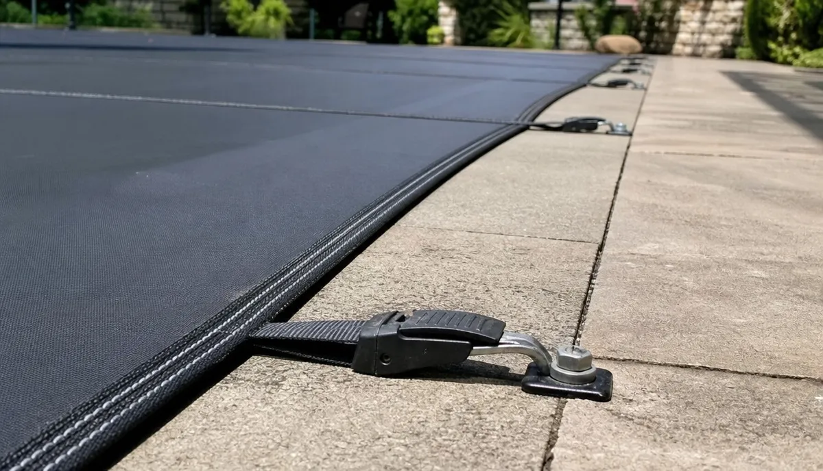 The edge of a correctly tensioned safety cover