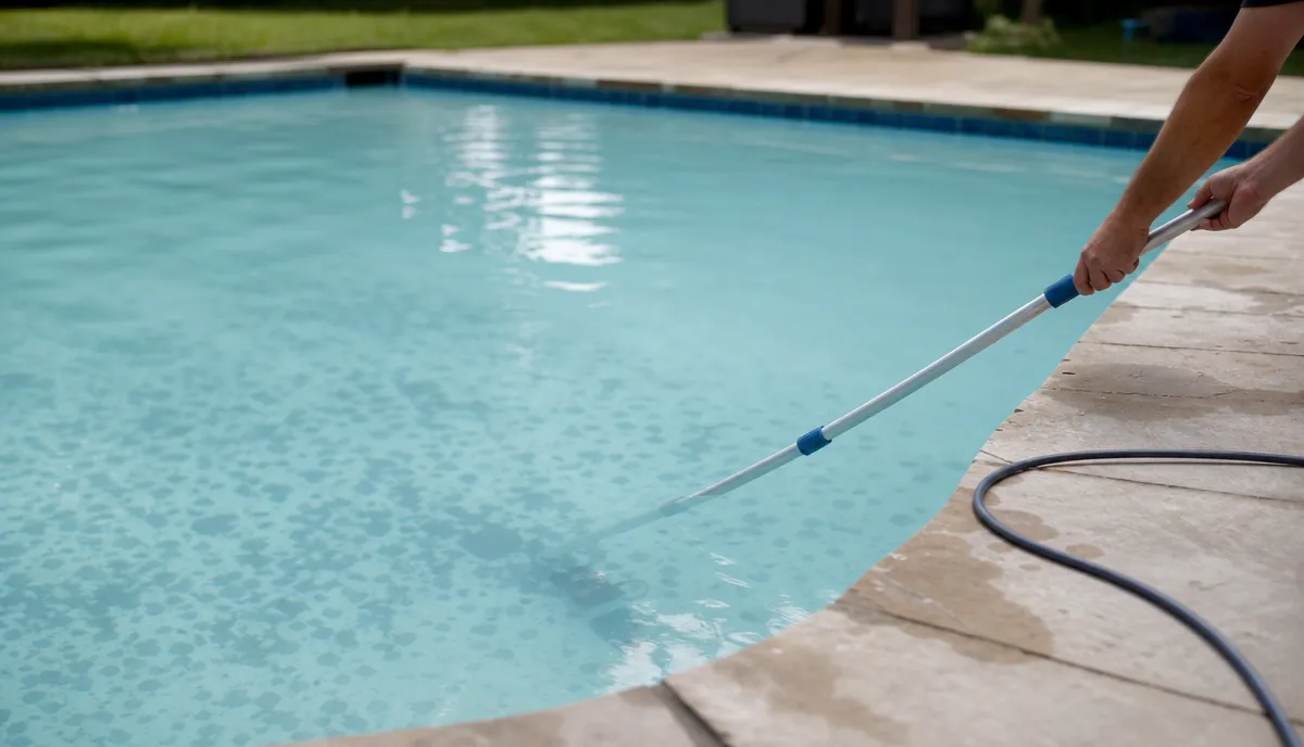 Pool water that has lost its clarity