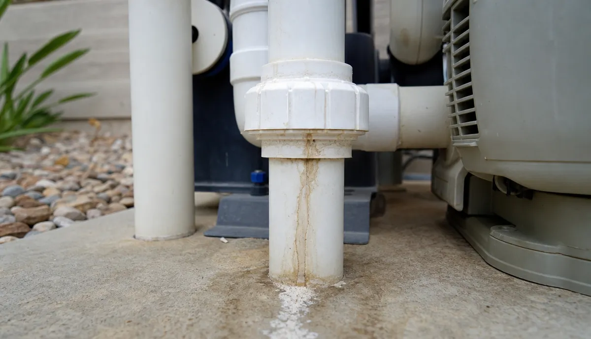 A weeping union on pool plumbing