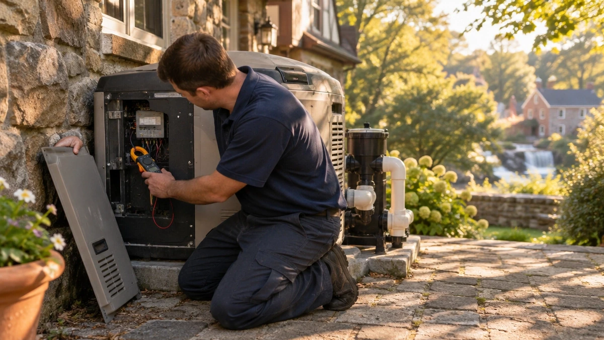 Diagnostic work at a pool heater