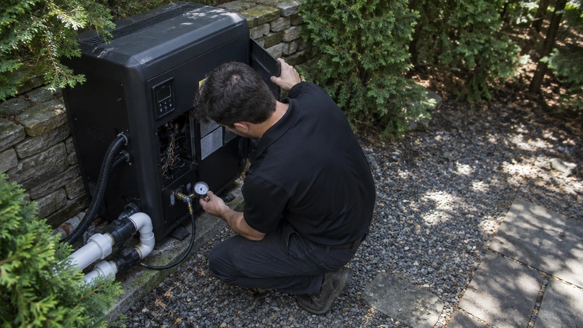 Diagnostic work at a pool heater