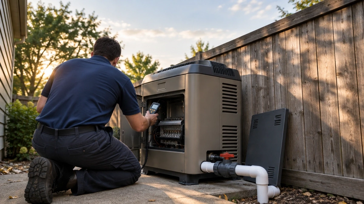 Diagnostic work at a pool heater