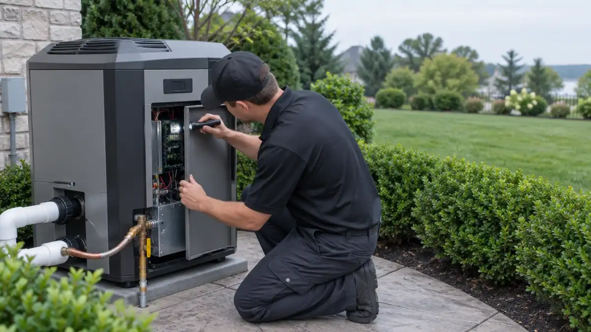 Diagnostic work at a pool heater