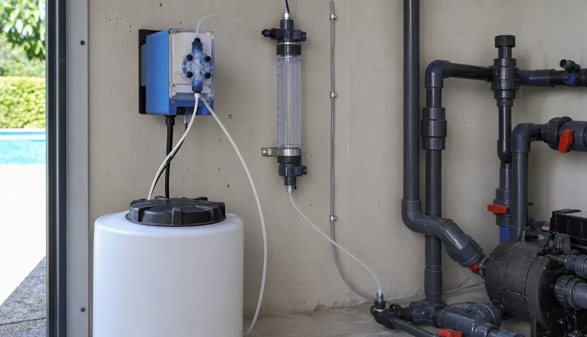 Chemical feed equipment serving a shared pool