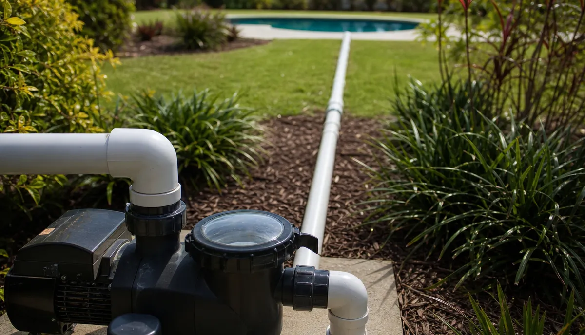 A long plumbing run between pool and equipment pad