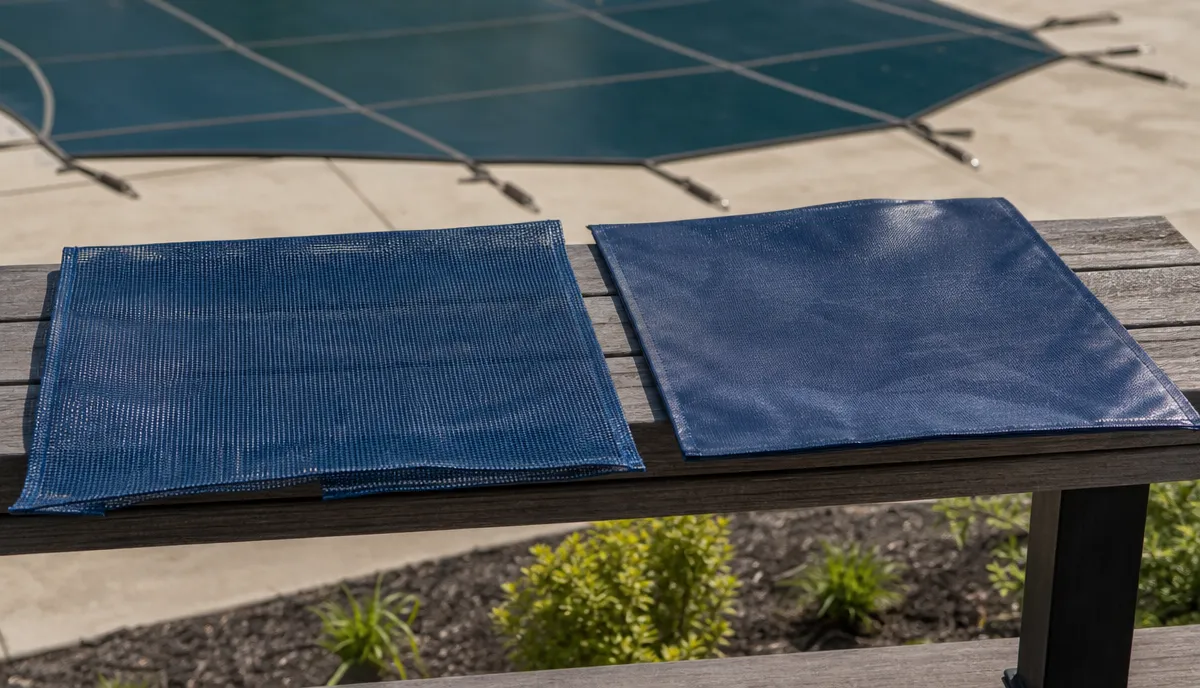 Mesh and solid cover fabric side by side