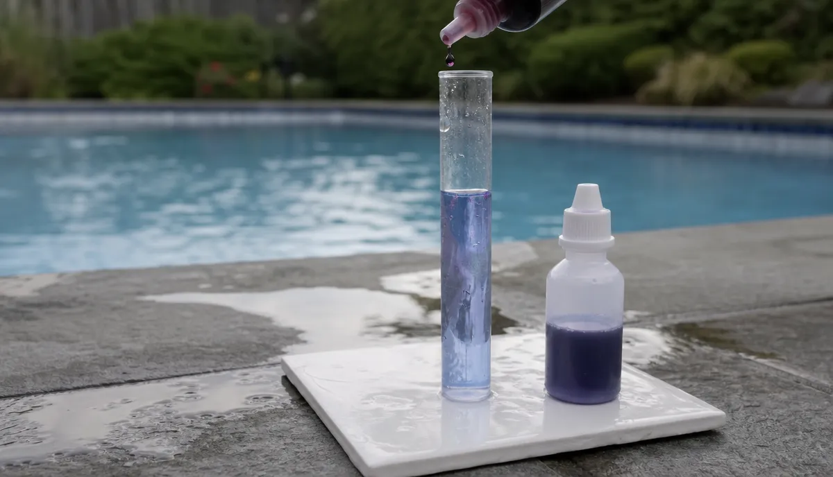 A drop-based titration test on a pool water sample