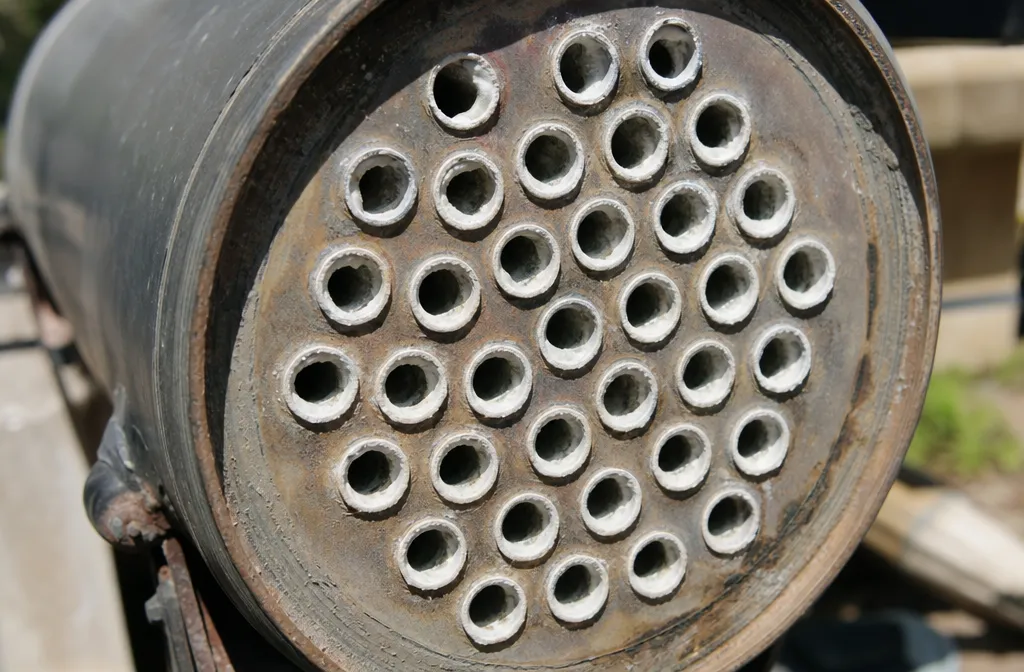 Scale narrowing the tubes of a heat exchanger