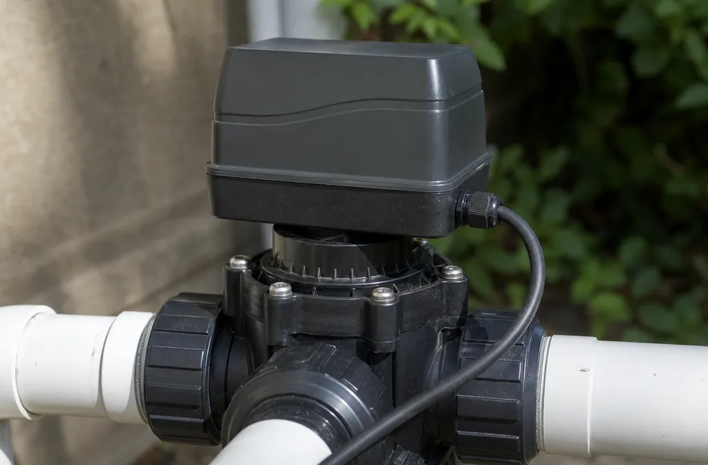 A valve actuator on pool plumbing