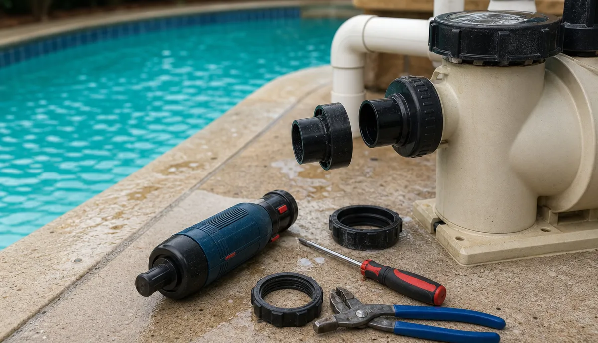 A technician tracing a fault at a pool equipment pad