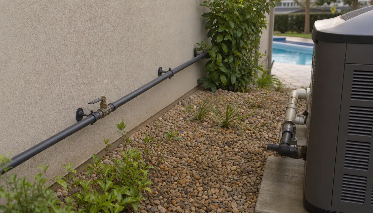 A gas supply line running to pool equipment