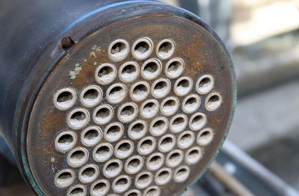 Scale narrowing the tubes of a heat exchanger