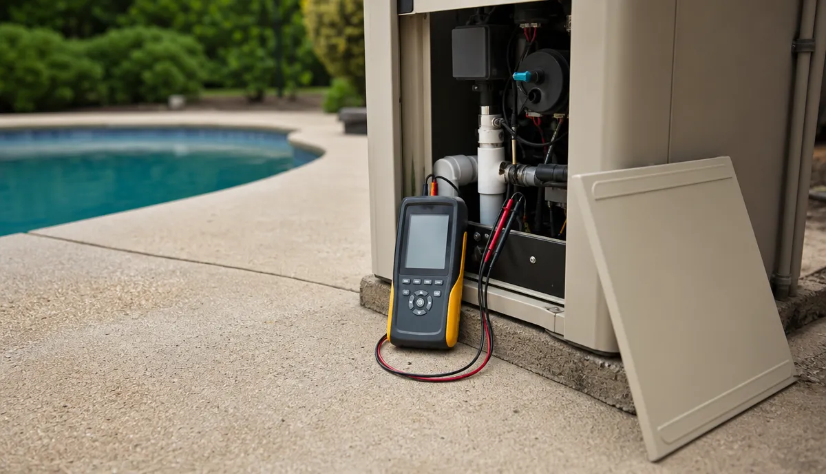 Diagnostic work at a pool heater