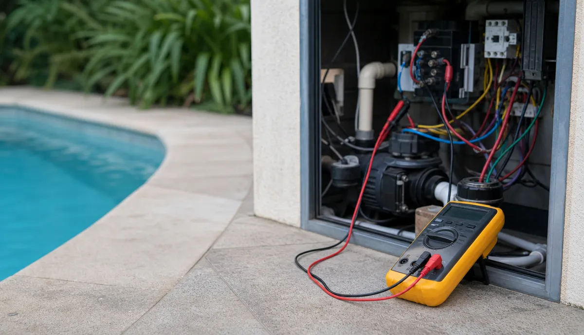 Diagnostic work being carried out at a pool pad