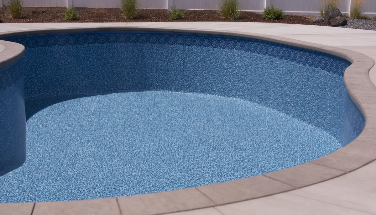 A new vinyl liner seated in a pool shell