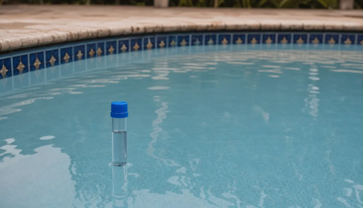 A pool water sample being drawn for testing