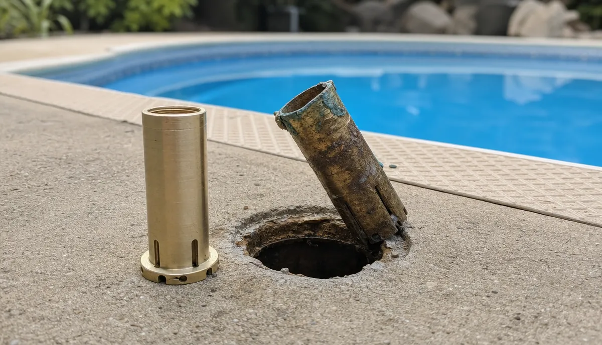 A seized deck anchor being replaced