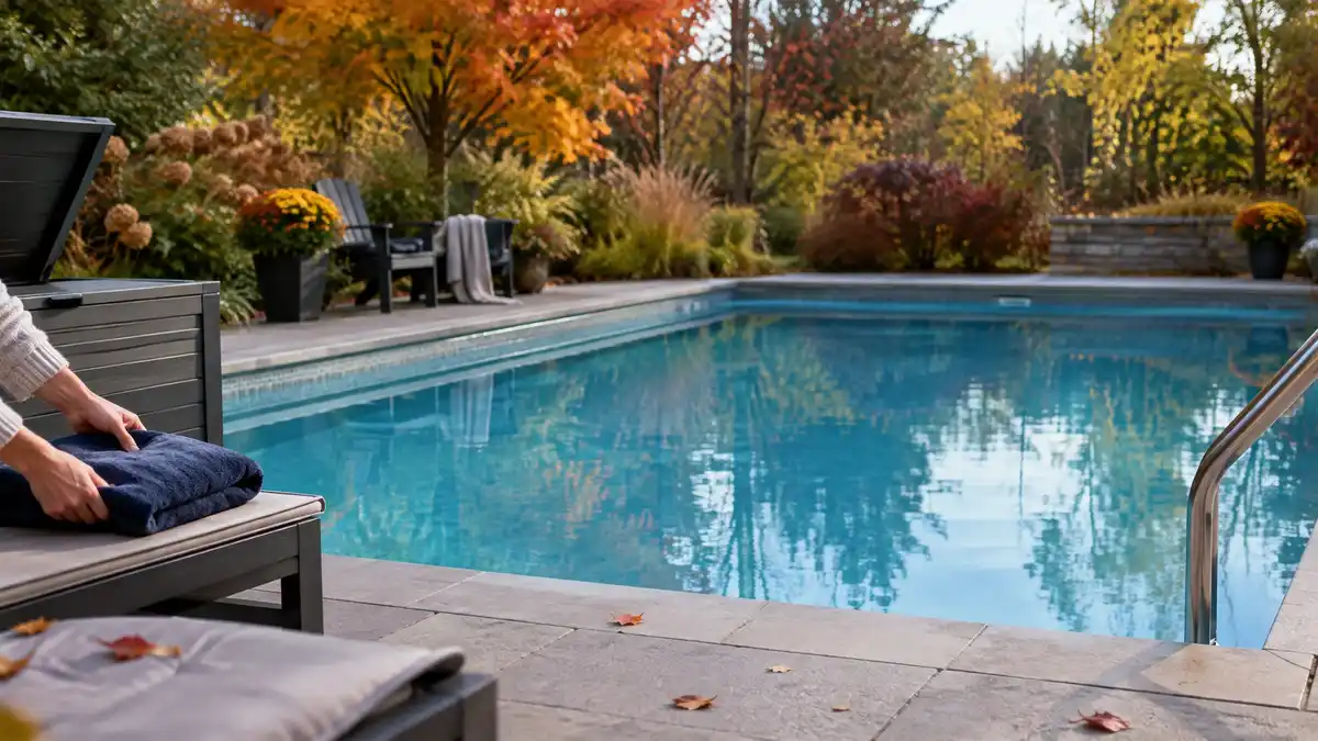 An in-ground pool at the turn of the season