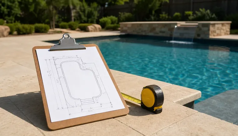 A measured sketch of a pool being marked up on site